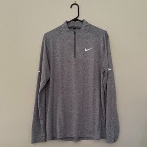 Nike Men's Gray Long Sleeve Dri-FIT Quarter-Zip Shirt